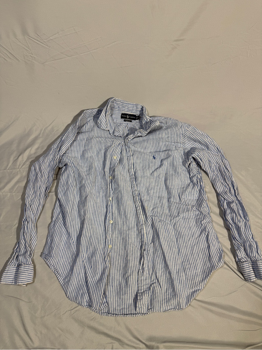 Ralph Lauren Blue & White Vertical Stripe Button-Down Shirt